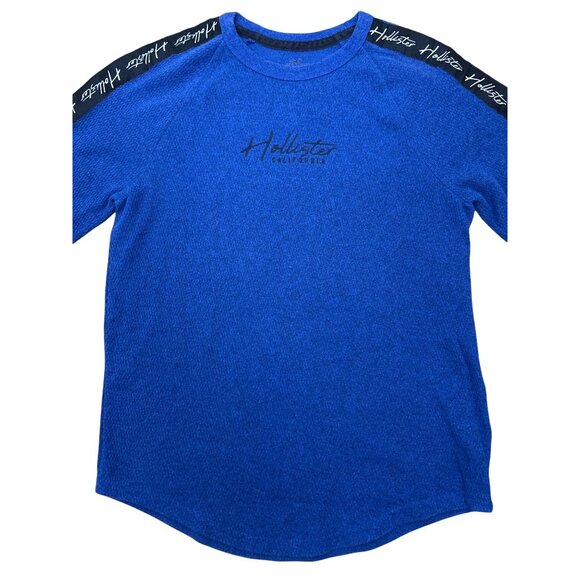 Hollister Blue Thermal Long Sleeve Shirt Logo Tape Raglan Style Size S - Picture 1 of 12